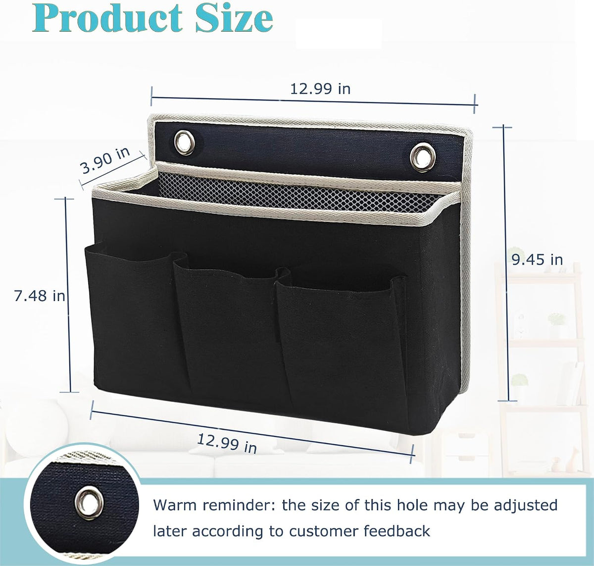 Wall Hanging Organizer Bag/Hanging Baskets with Large Mesh Compartment & 3 Pockets，Over the Door Organizer Space Saving Storage for Bedroom,RV Camper, Closet (Gray -2 Pack)