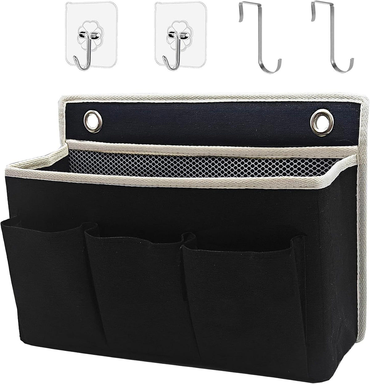 Wall Hanging Organizer Bag/Hanging Baskets with Large Mesh Compartment & 3 Pockets，Over the Door Organizer Space Saving Storage for Bedroom,RV Camper, Closet (Gray -2 Pack)