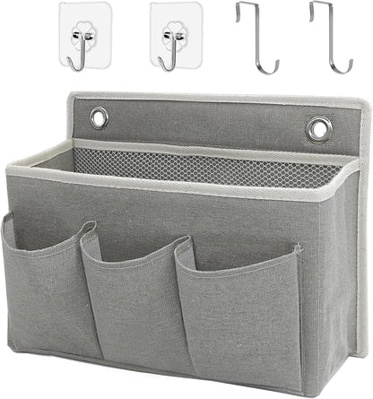 Wall Hanging Organizer Bag/Hanging Baskets with Large Mesh Compartment & 3 Pockets，Over the Door Organizer Space Saving Storage for Bedroom,RV Camper, Closet (Gray -2 Pack)