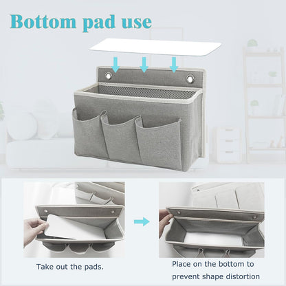 Wall Hanging Organizer Bag/Hanging Baskets with Large Mesh Compartment & 3 Pockets，Over the Door Organizer Space Saving Storage for Bedroom,RV Camper, Closet (Gray -2 Pack)