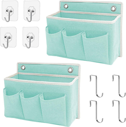 Wall Hanging Organizer Bag/Hanging Baskets with Large Mesh Compartment & 3 Pockets，Over the Door Organizer Space Saving Storage for Bedroom,RV Camper, Closet (Gray -2 Pack)