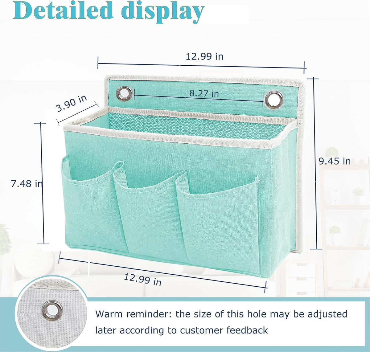 Wall Hanging Organizer Bag/Hanging Baskets with Large Mesh Compartment & 3 Pockets，Over the Door Organizer Space Saving Storage for Bedroom,RV Camper, Closet (Gray -2 Pack)