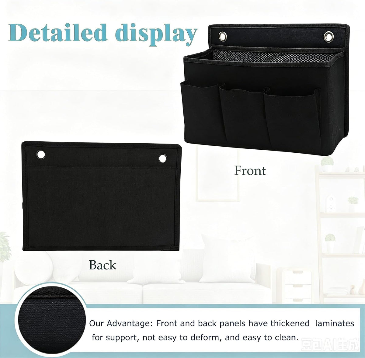 Wall Hanging Organizer Bag/Hanging Baskets with Large Mesh Compartment & 3 Pockets，Over the Door Organizer Space Saving Storage for Bedroom,RV Camper, Closet (Gray -2 Pack)