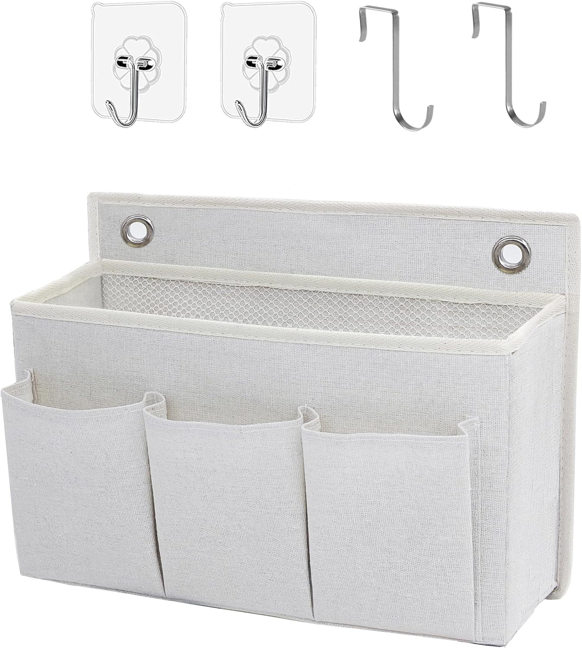 Wall Hanging Organizer Bag/Hanging Baskets with Large Mesh Compartment & 3 Pockets，Over the Door Organizer Space Saving Storage for Bedroom,RV Camper, Closet (Gray -2 Pack)