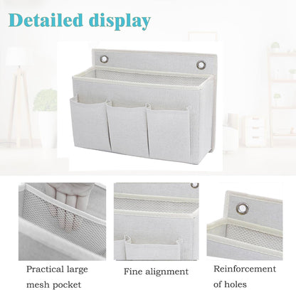 Wall Hanging Organizer Bag/Hanging Baskets with Large Mesh Compartment & 3 Pockets，Over the Door Organizer Space Saving Storage for Bedroom,RV Camper, Closet (Gray -2 Pack)