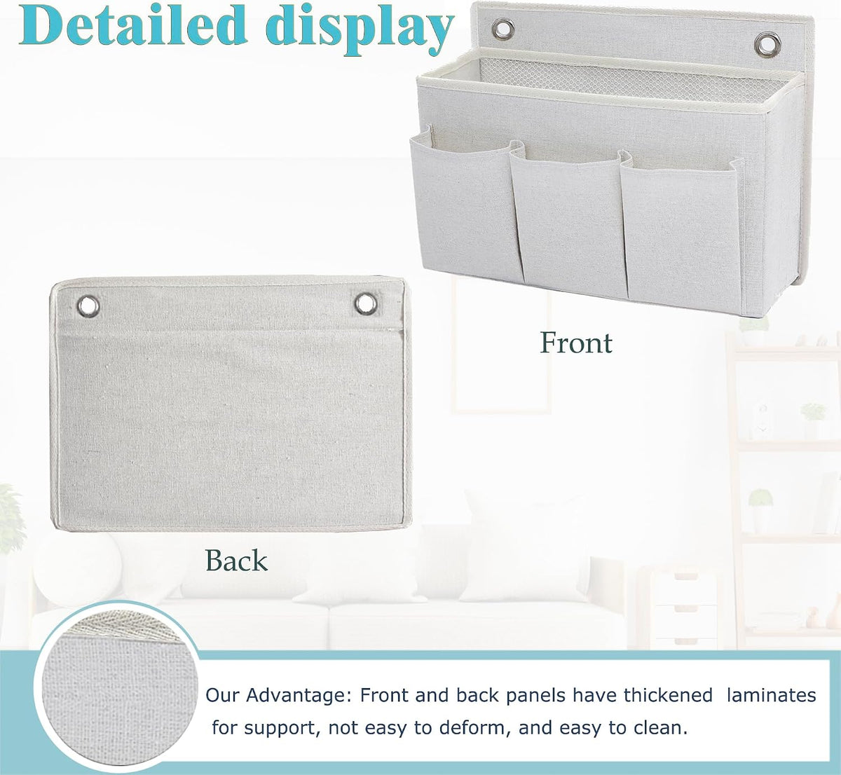 Wall Hanging Organizer Bag/Hanging Baskets with Large Mesh Compartment & 3 Pockets，Over the Door Organizer Space Saving Storage for Bedroom,RV Camper, Closet (Gray -2 Pack)