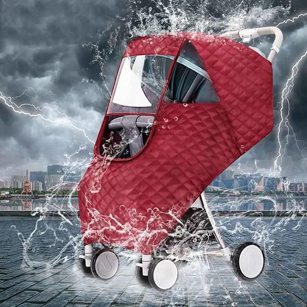Thickened Warm Material Universal Baby Stroller Rain Cover - Waterproof Weather Shield Waterproof Universal Large Transparent Window for Pushchairs Accessories Strollers Raincoa