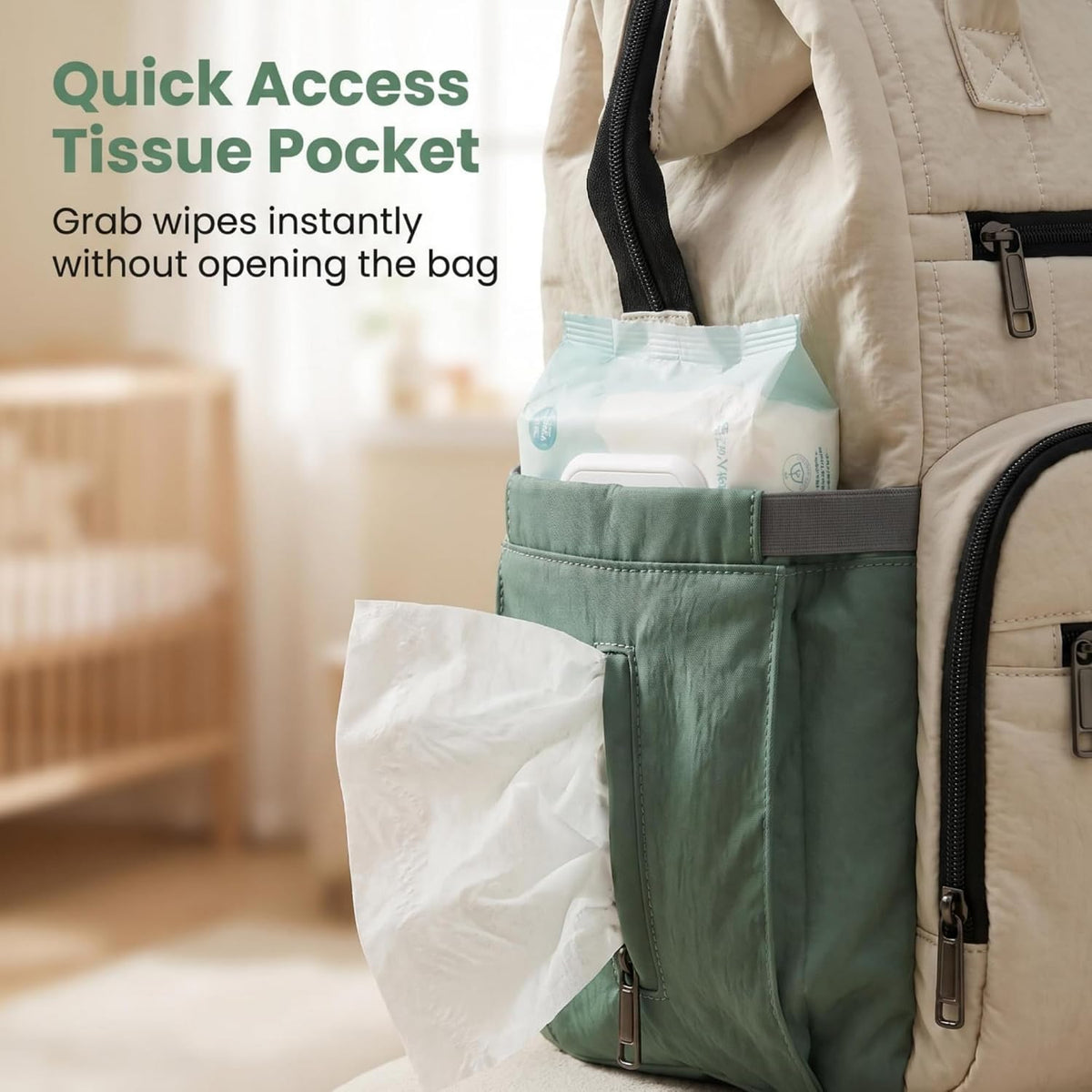 Quilted Diaper Backpack Multifunctional Large Baby Travel Bag