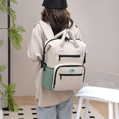 Quilted Diaper Backpack Multifunctional Large Baby Travel Bag