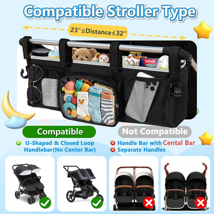 Double Stroller Organizer for Bob Duallie Jogger City Mini GT2 and Jeep