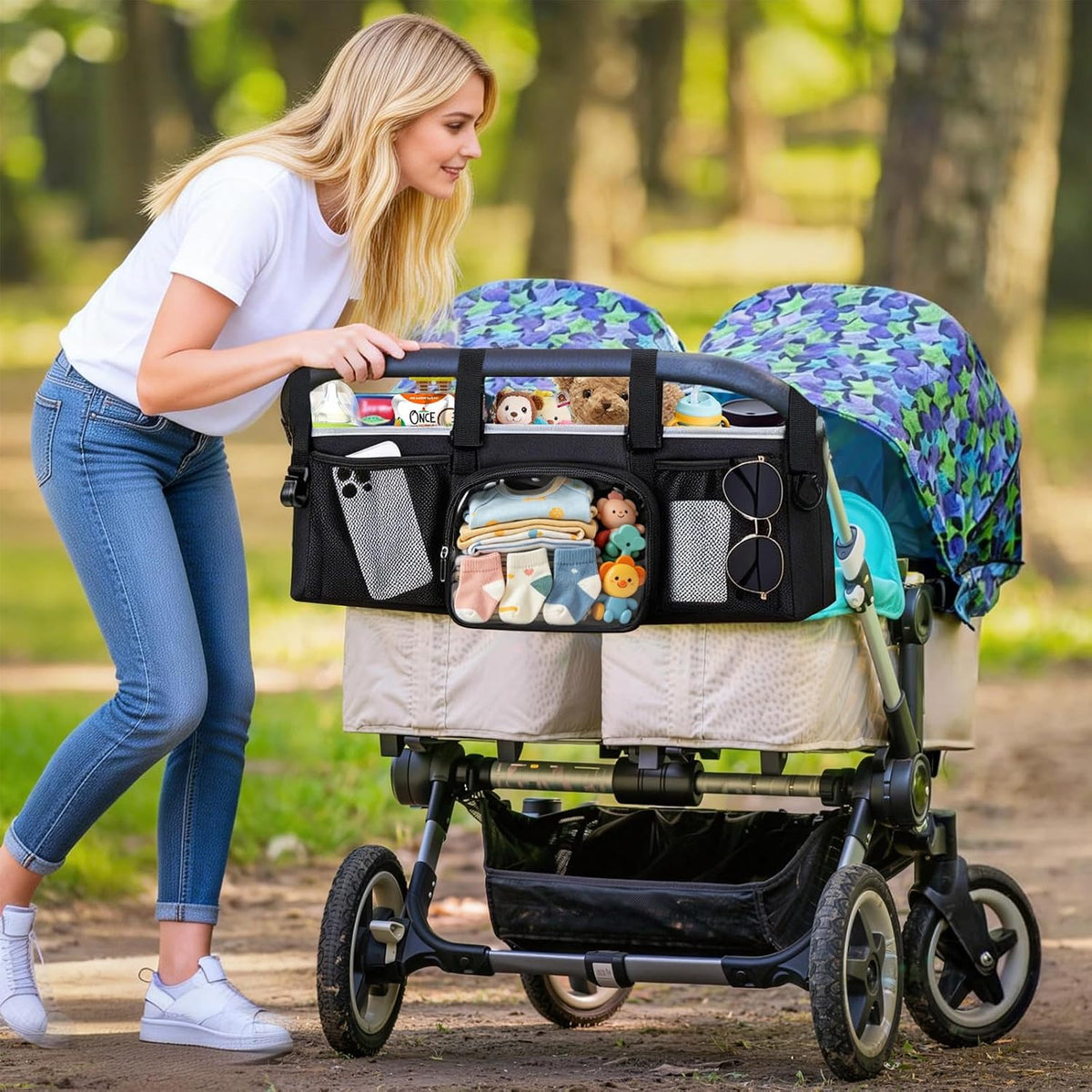Double Stroller Organizer for Bob Duallie Jogger City Mini GT2 and Jeep