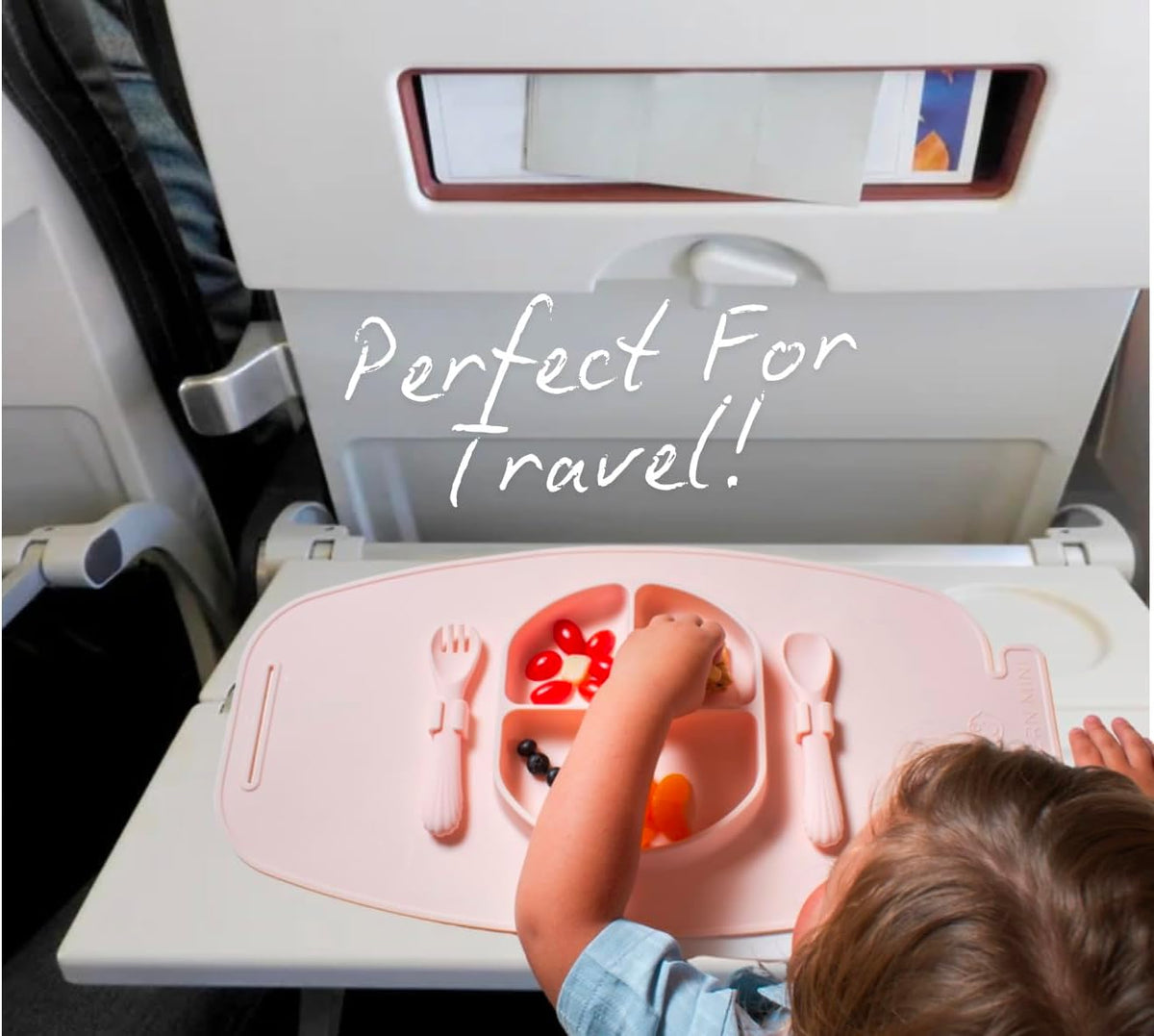 Silicone Suction Plate for Baby and Toddler, Divided Plate with Fork & Spoon - Unbreakable, Non-Toxic, Food Grade Silicone, Strong Suction Grip, Spill Proof, & Foldable for Travel!