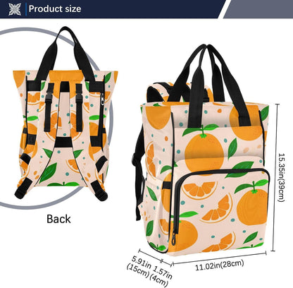 Diaper Bag Backpack, Multifunction Travel Bag for Moms Dads, Baby Changing Bag with Insulted Pockets, Stroller Straps and Side Bottle Pockets Orange Pattern