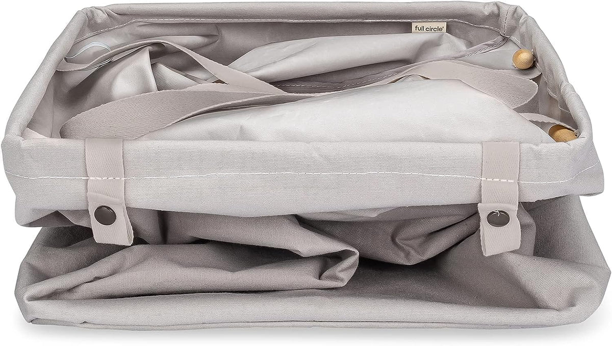 Loads of Fun Collapsible Hamper – Laundry Basket for Dirty Clothes & Towels – Tall Standing Organic Cotton Laundry Bag with Long Handles - Ideal for Bathroom, Bedroom or Kids’ Room, Gray