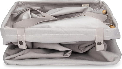 Loads of Fun Collapsible Hamper – Laundry Basket for Dirty Clothes & Towels – Tall Standing Organic Cotton Laundry Bag with Long Handles - Ideal for Bathroom, Bedroom or Kids’ Room, Gray