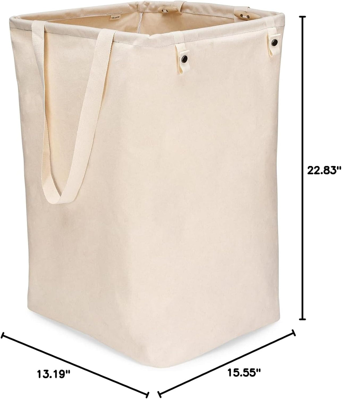 Loads of Fun Collapsible Hamper – Laundry Basket for Dirty Clothes & Towels – Tall Standing Organic Cotton Laundry Bag with Long Handles - Ideal for Bathroom, Bedroom or Kids’ Room, Gray