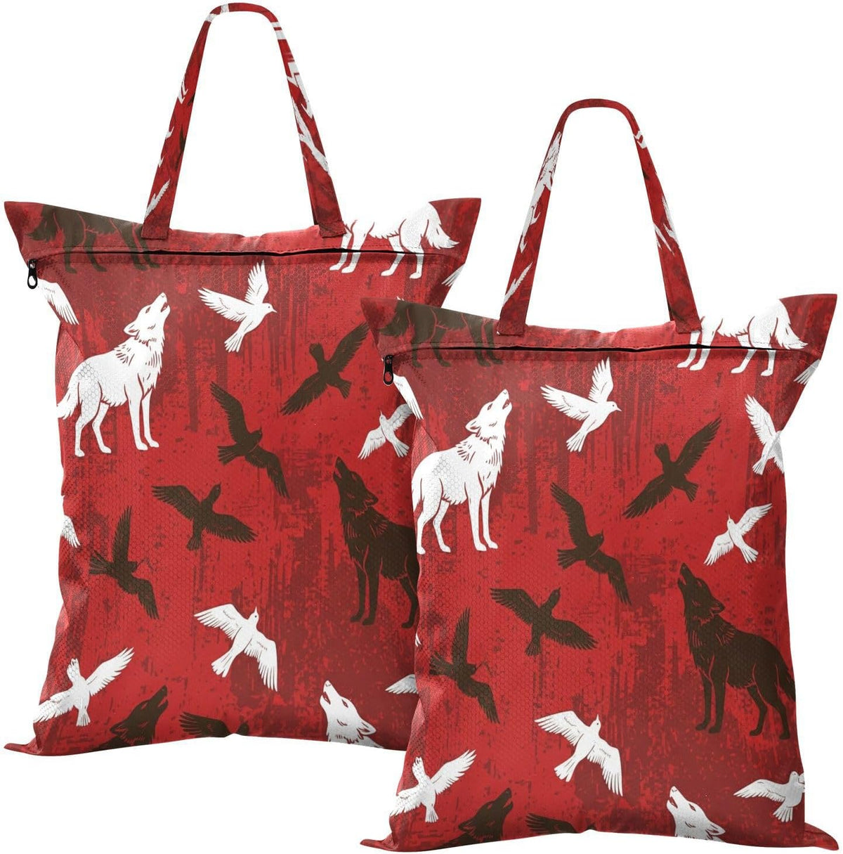 Wolves Red Waterproof Travel Laundry Bag Washable 2-piece