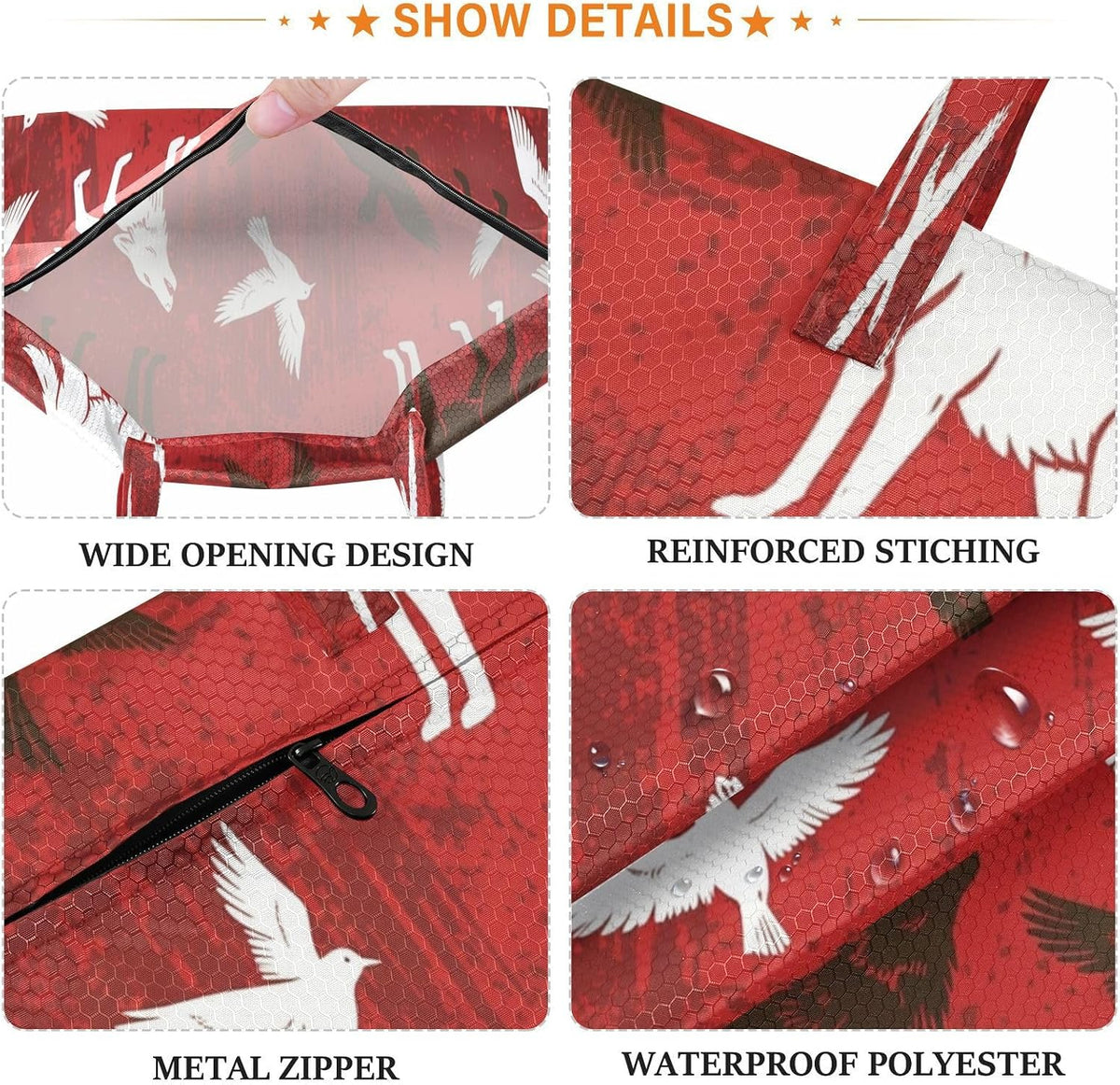 Wolves Red Waterproof Travel Laundry Bag Washable 2-piece