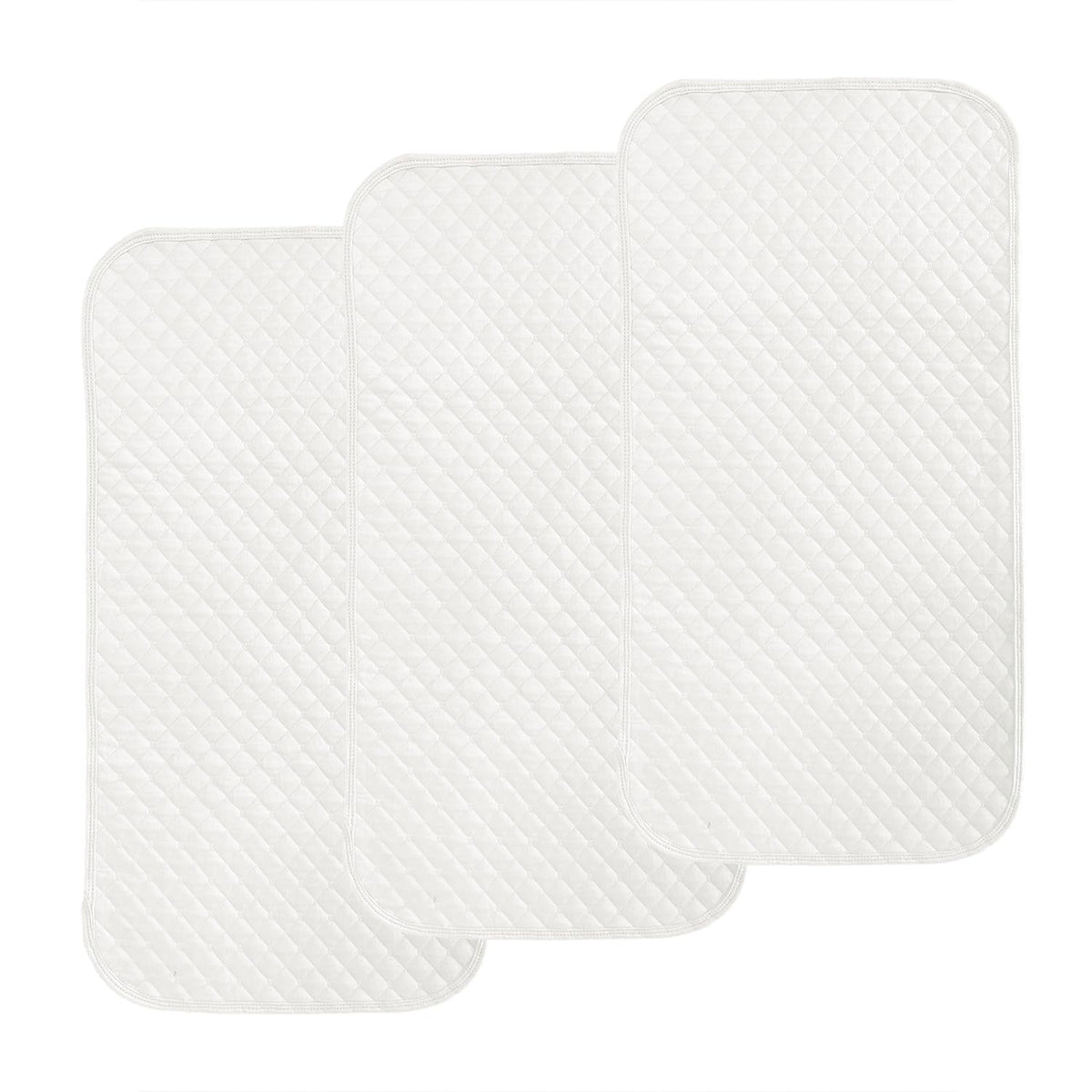 Portable Waterproof Baby Changing Pad Liner, Washable Reusable Changing Table Cover Made with Breathable TPU, 27x13in (White, 3 Count)