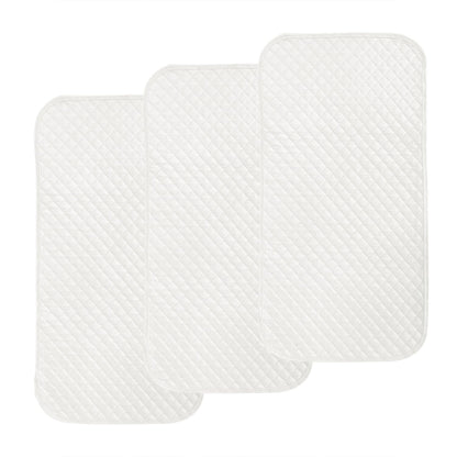 Portable Waterproof Baby Changing Pad Liner, Washable Reusable Changing Table Cover Made with Breathable TPU, 27x13in (White, 3 Count)