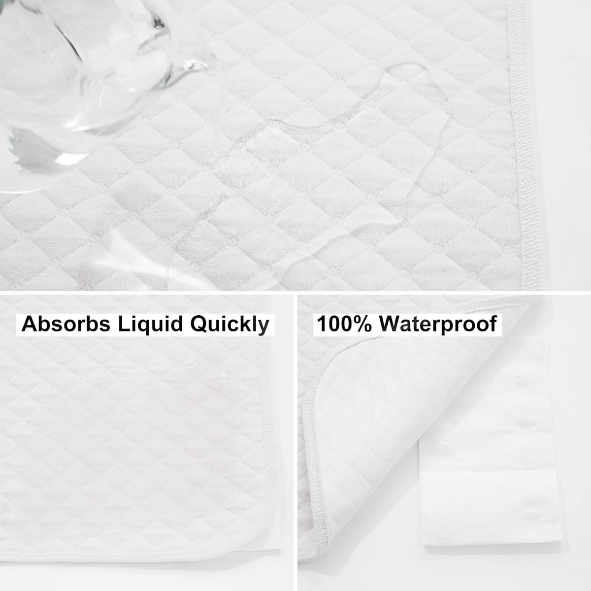 Portable Waterproof Baby Changing Pad Liner, Washable Reusable Changing Table Cover Made with Breathable TPU, 27x13in (White, 3 Count)