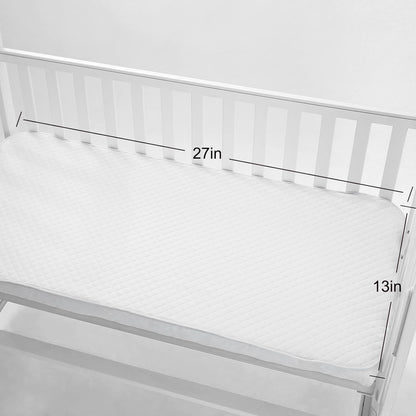 Portable Waterproof Baby Changing Pad Liner, Washable Reusable Changing Table Cover Made with Breathable TPU, 27x13in (White, 3 Count)