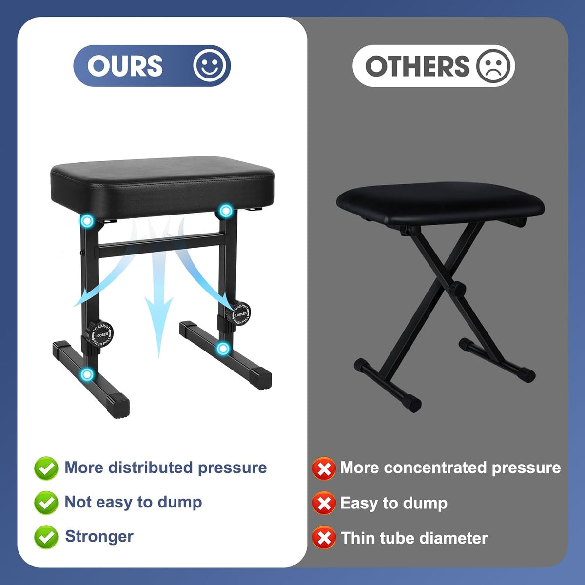 Piano Bench Adjustable Height