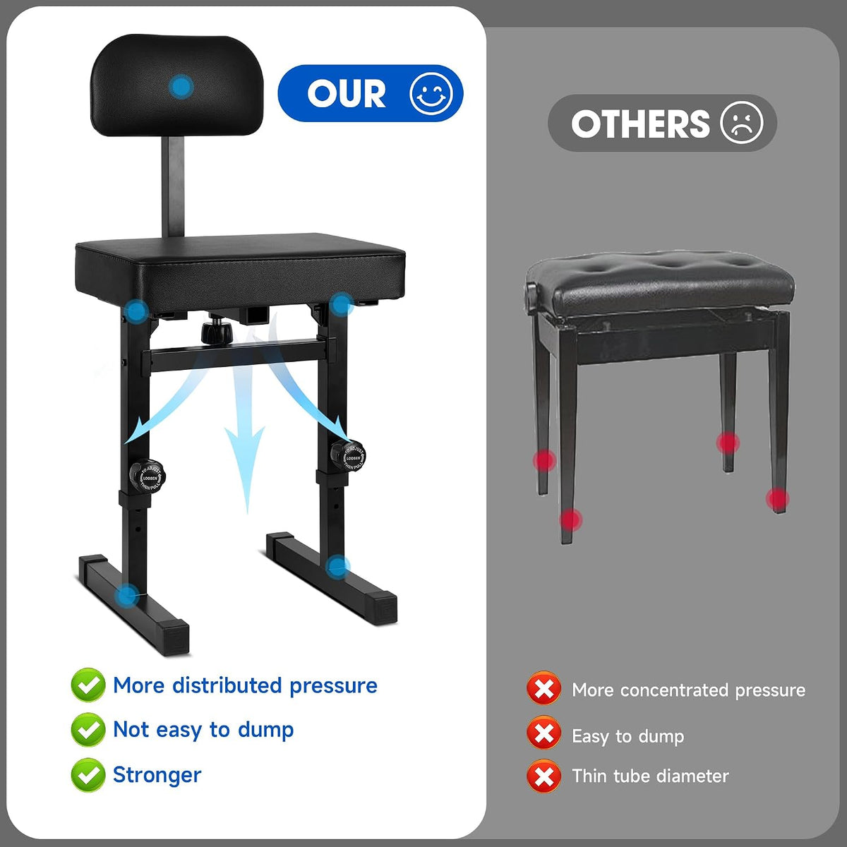 Piano Bench Adjustable Height
