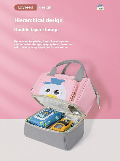 Large Capacity Diaper Bag Backpack, 2-Layer Design with Insulated Bottle Storage, Waterproof Baby Care Organizer, (Neutral Grey)