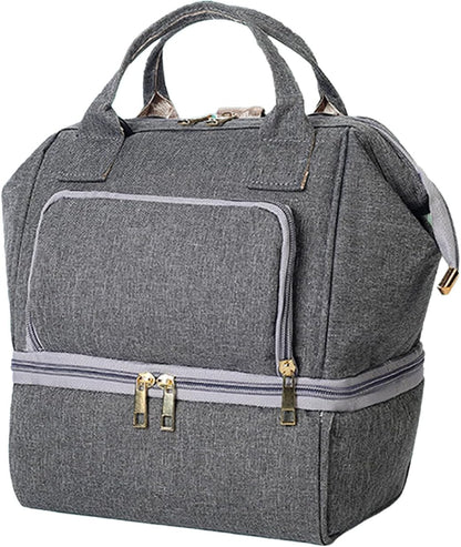 Large Capacity Diaper Bag Backpack, 2-Layer Design with Insulated Bottle Storage, Waterproof Baby Care Organizer, (Neutral Grey)