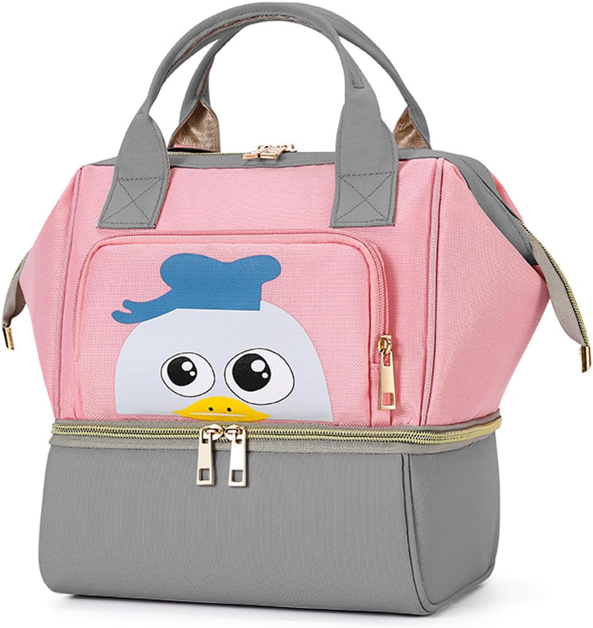 Large Capacity Diaper Bag Backpack, 2-Layer Design with Insulated Bottle Storage, Waterproof Baby Care Organizer, (Neutral Grey)