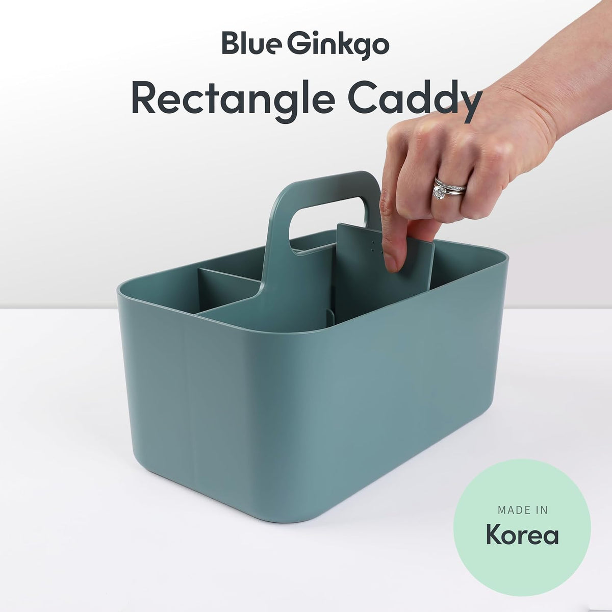 Stackable Organizer Caddy, Rectangle, Green, Made in Korea