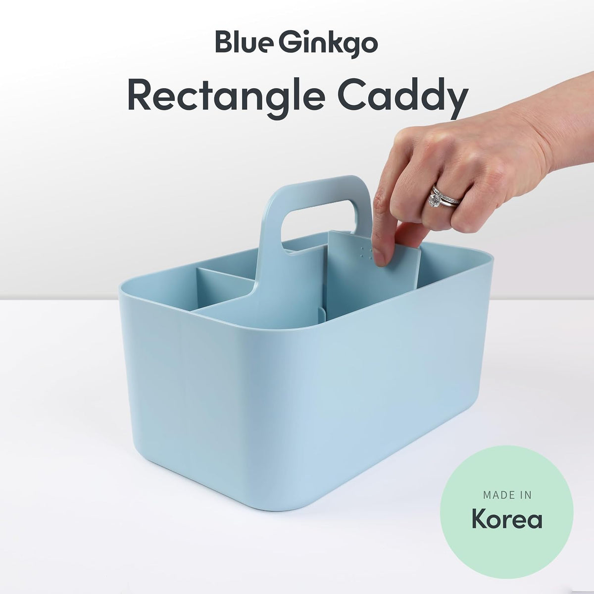 Stackable Organizer Caddy, Rectangle, Green, Made in Korea