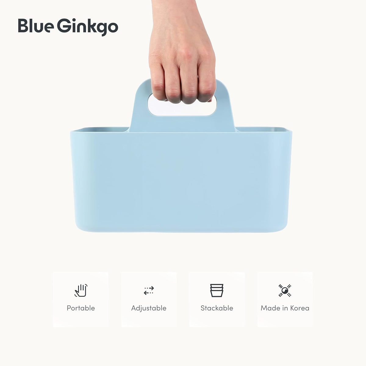 Stackable Organizer Caddy, Rectangle, Green, Made in Korea