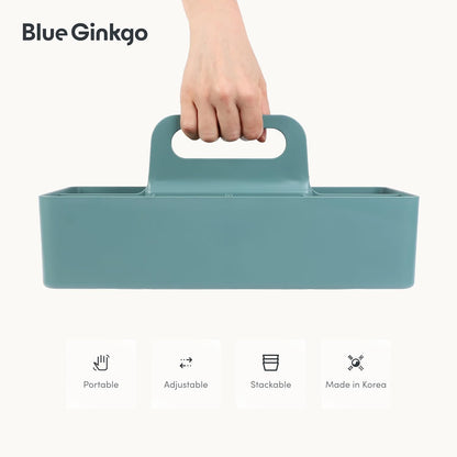Stackable Organizer Caddy, Rectangle, Green, Made in Korea