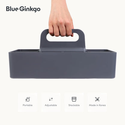 Stackable Organizer Caddy, Rectangle, Green, Made in Korea