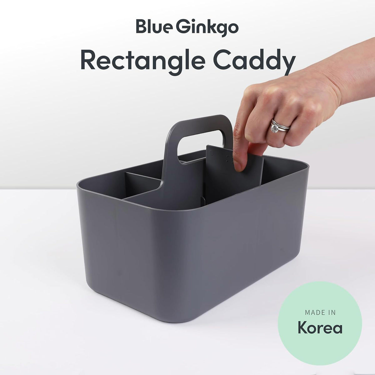 Stackable Organizer Caddy, Rectangle, Green, Made in Korea
