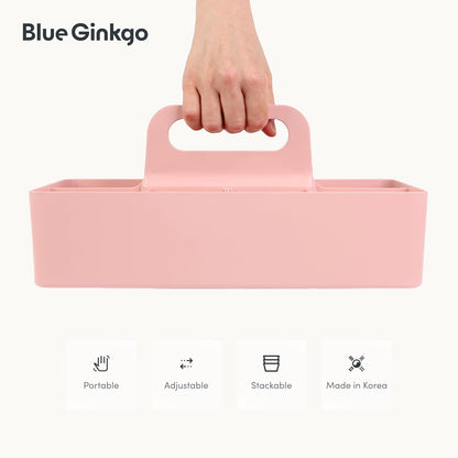 Stackable Organizer Caddy, Rectangle, Green, Made in Korea