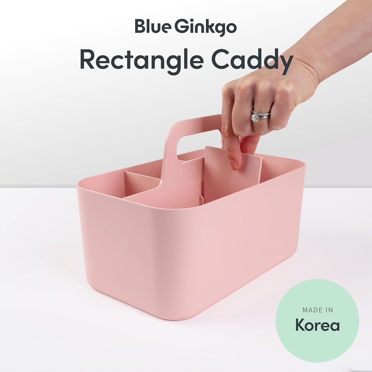 Stackable Organizer Caddy, Rectangle, Green, Made in Korea