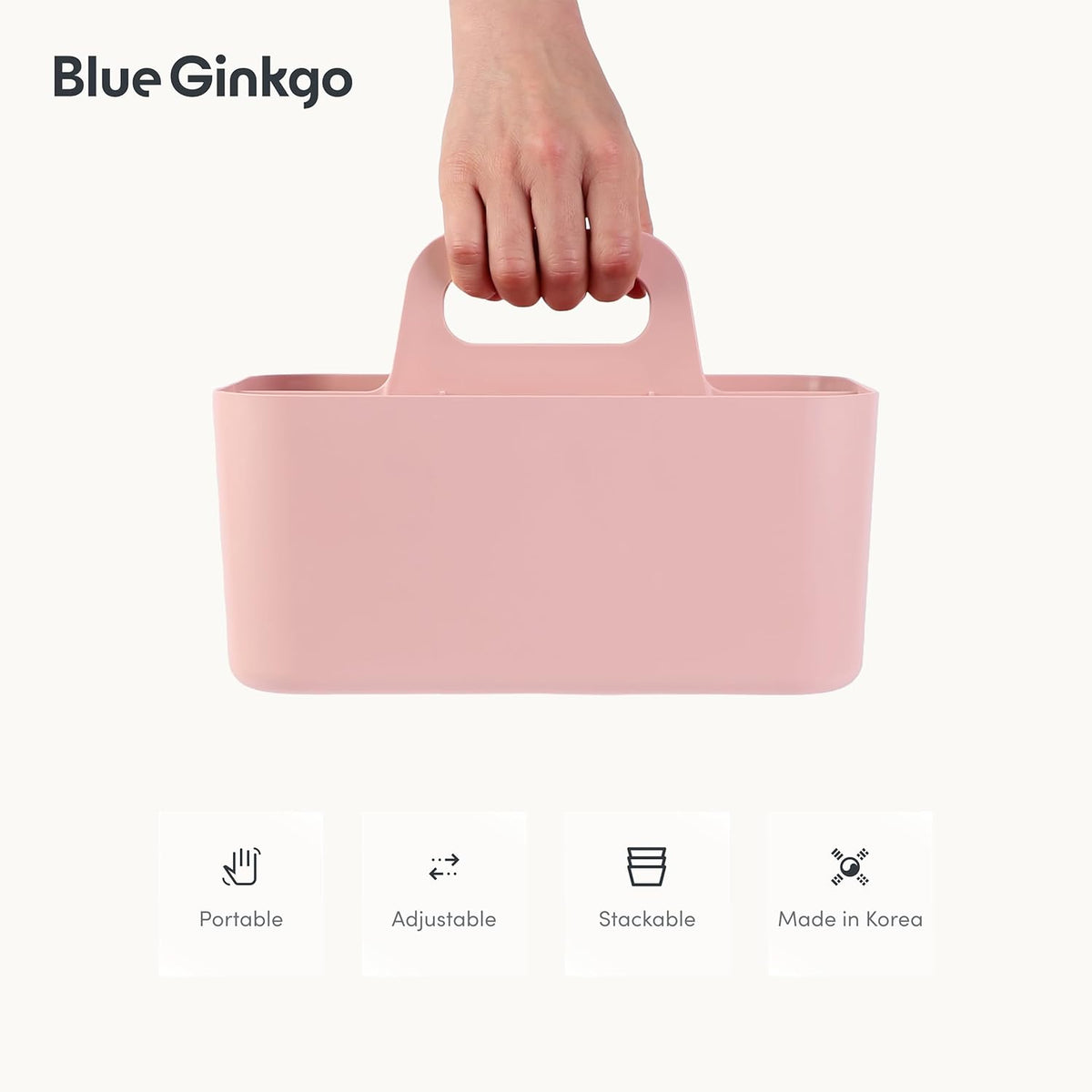 Stackable Organizer Caddy, Rectangle, Green, Made in Korea