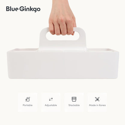 Stackable Organizer Caddy, Rectangle, Green, Made in Korea