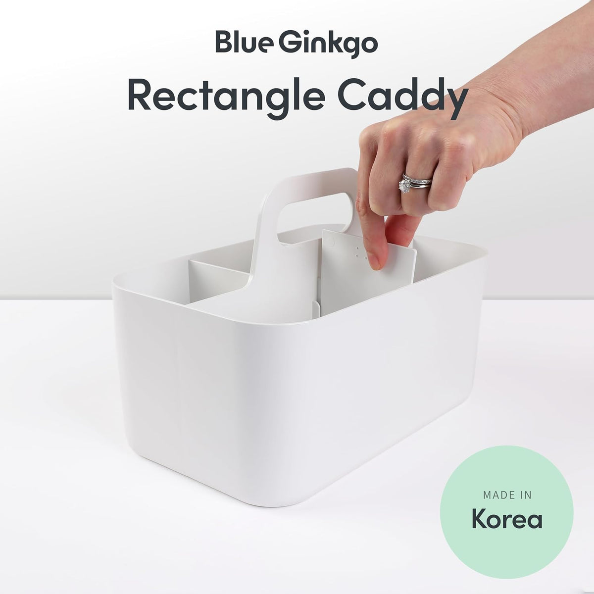 Stackable Organizer Caddy, Rectangle, Green, Made in Korea