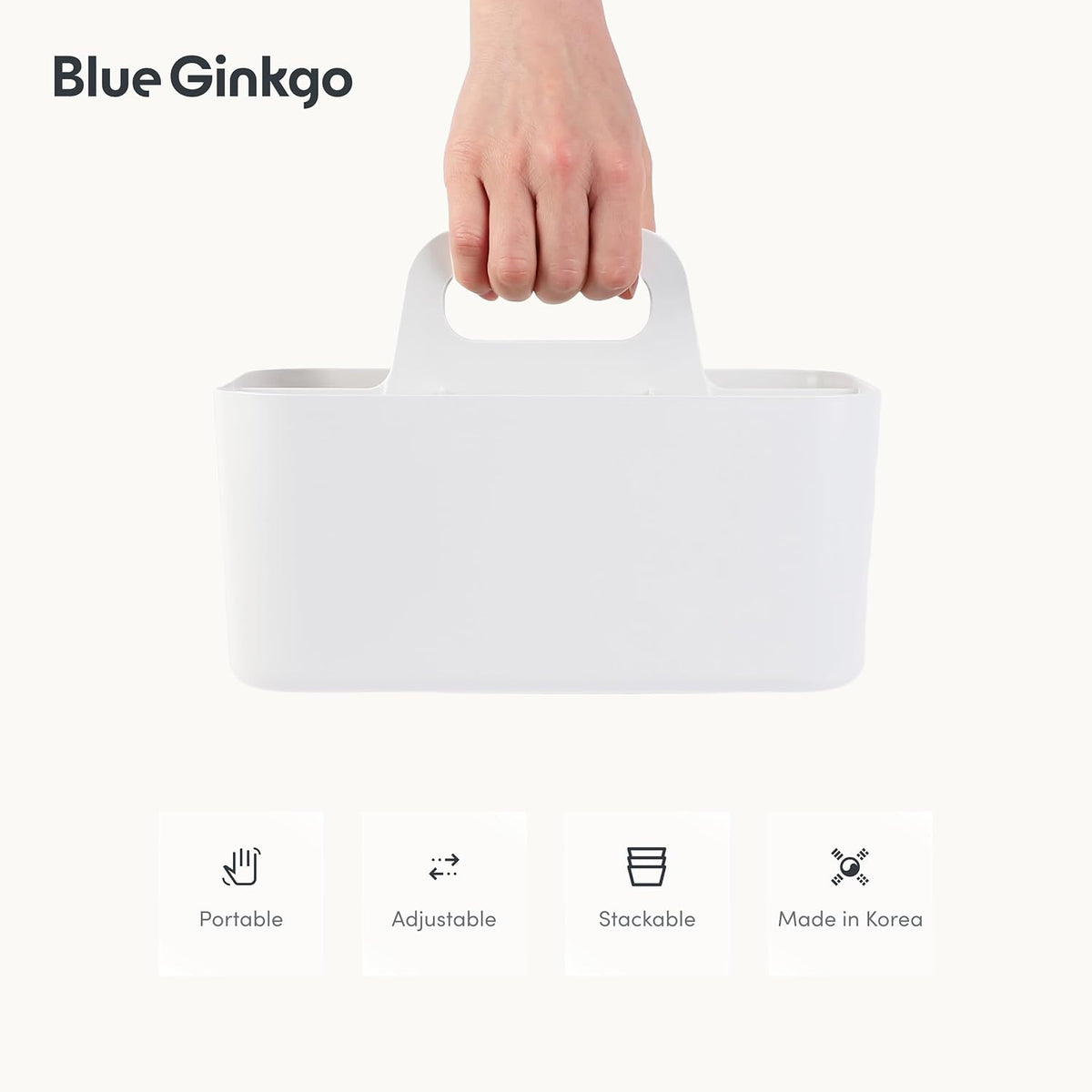 Stackable Organizer Caddy, Rectangle, Green, Made in Korea