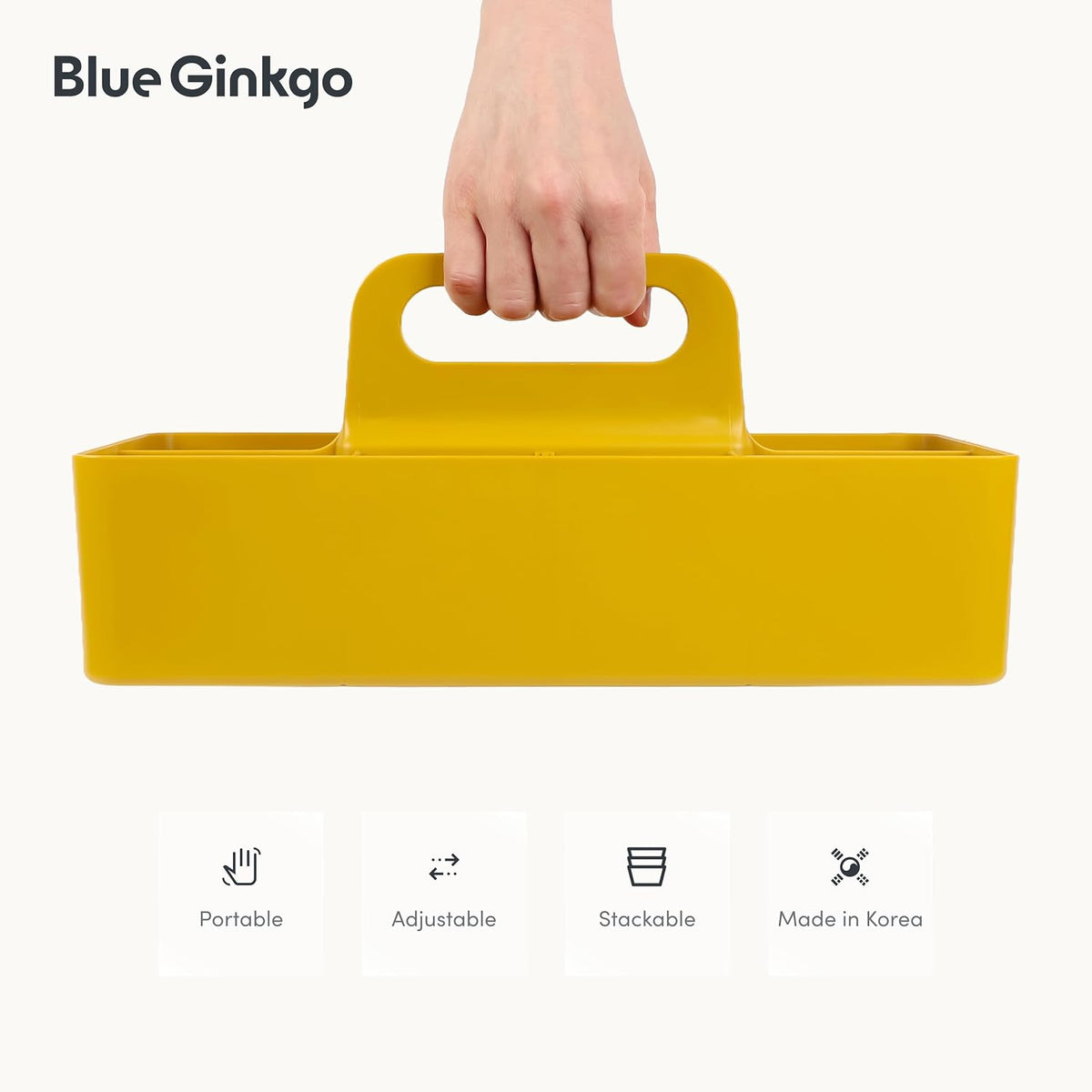 Stackable Organizer Caddy, Rectangle, Green, Made in Korea