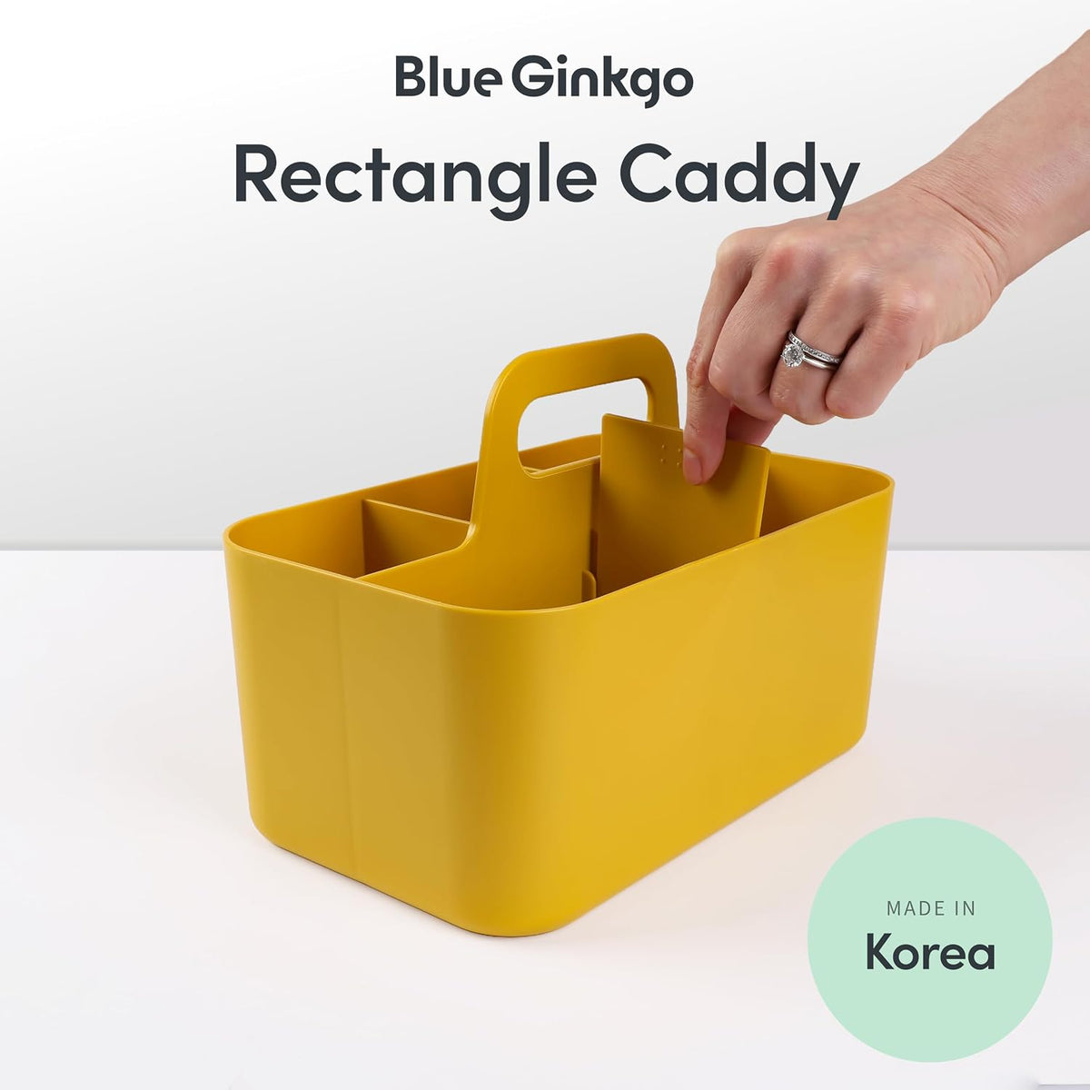 Stackable Organizer Caddy, Rectangle, Green, Made in Korea