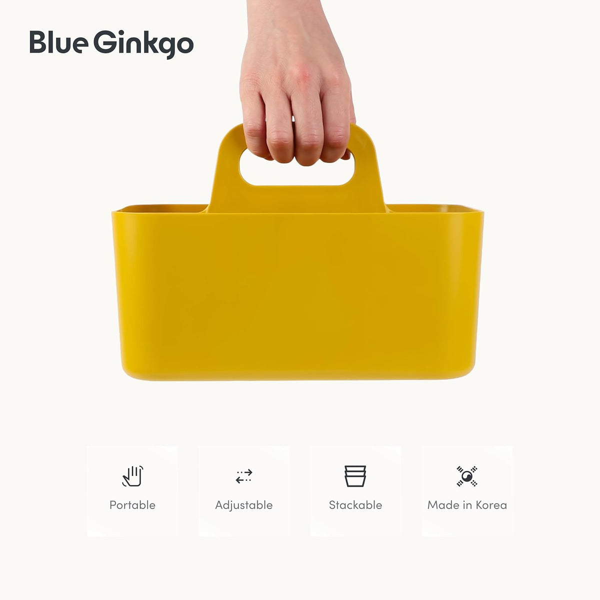 Stackable Organizer Caddy, Rectangle, Green, Made in Korea