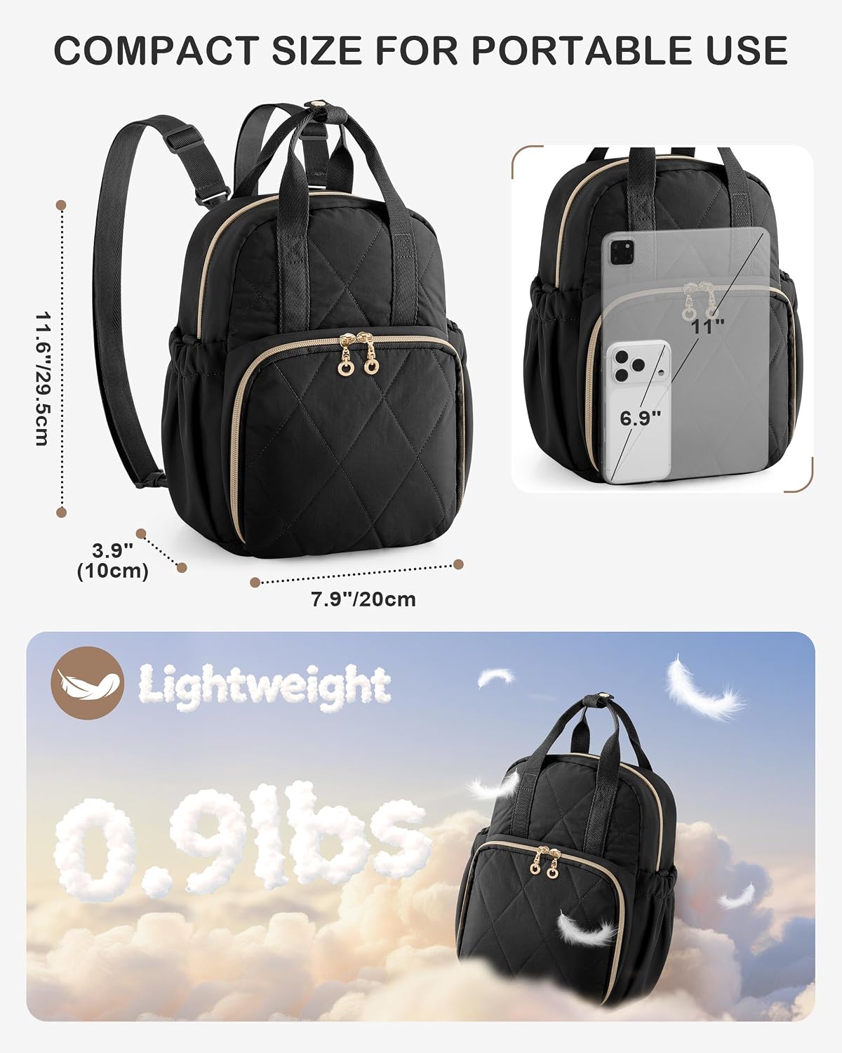 Small Diaper Bag Backpack, Mini Diaper Purse Crossbody Bag for Women