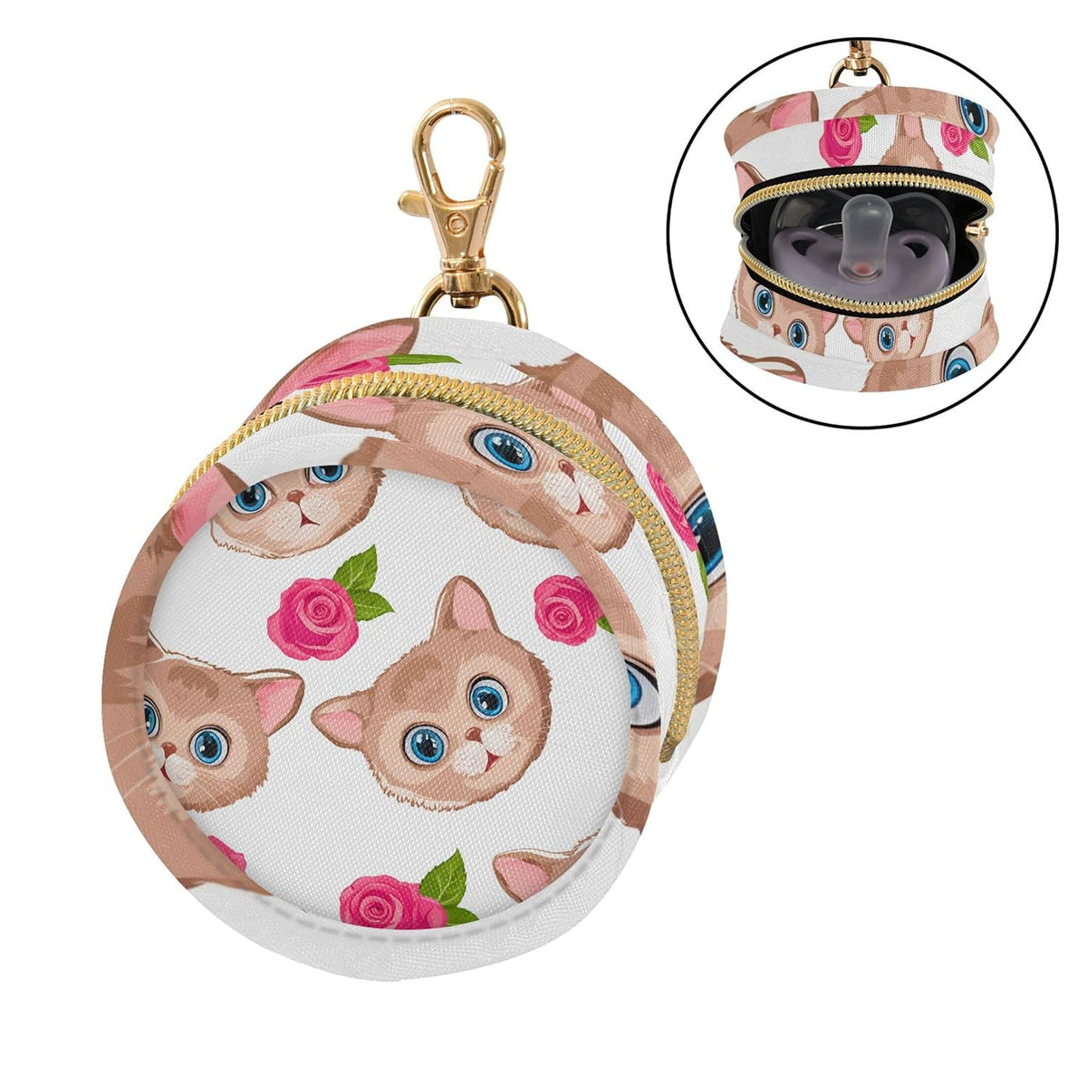 Cute Animal Faces and Roses Baby Pacifier Holder Case, Dustproof Portable Storage Box for Diaper Bag Purse, Pacifier Storage Container for Boys & Girls