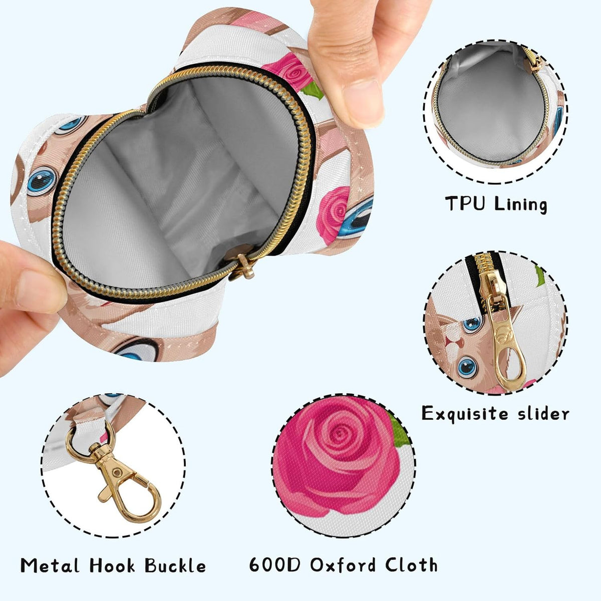 Cute Animal Faces and Roses Baby Pacifier Holder Case, Dustproof Portable Storage Box for Diaper Bag Purse, Pacifier Storage Container for Boys & Girls