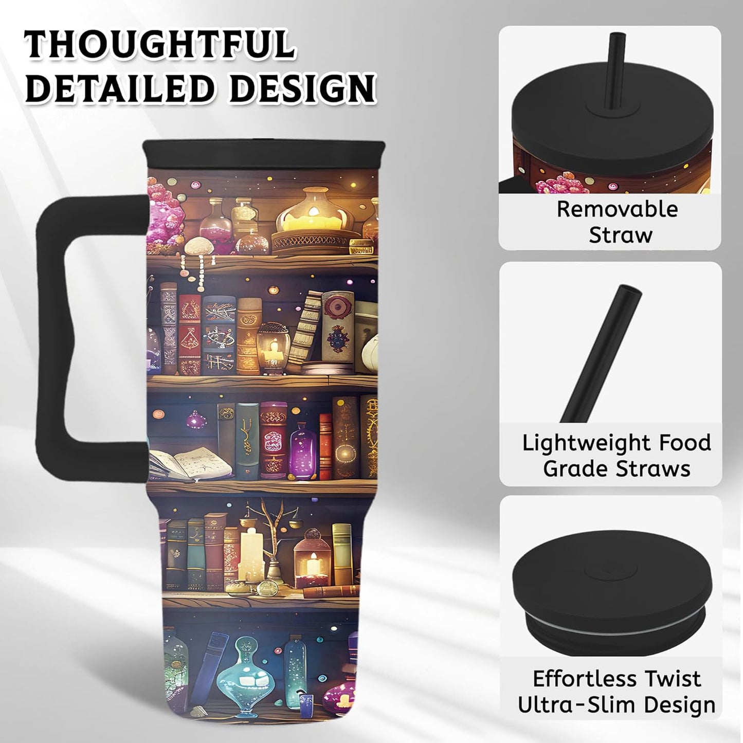 30oz Read Tumbler with Handle & Straw, Bookish Gifts for Women, Booklover | Read Stainless Steel Water Bottle for Readers Librarian, Christmas Birthday Gifts, Reading Accessories Travel Mug 1 Pcs
